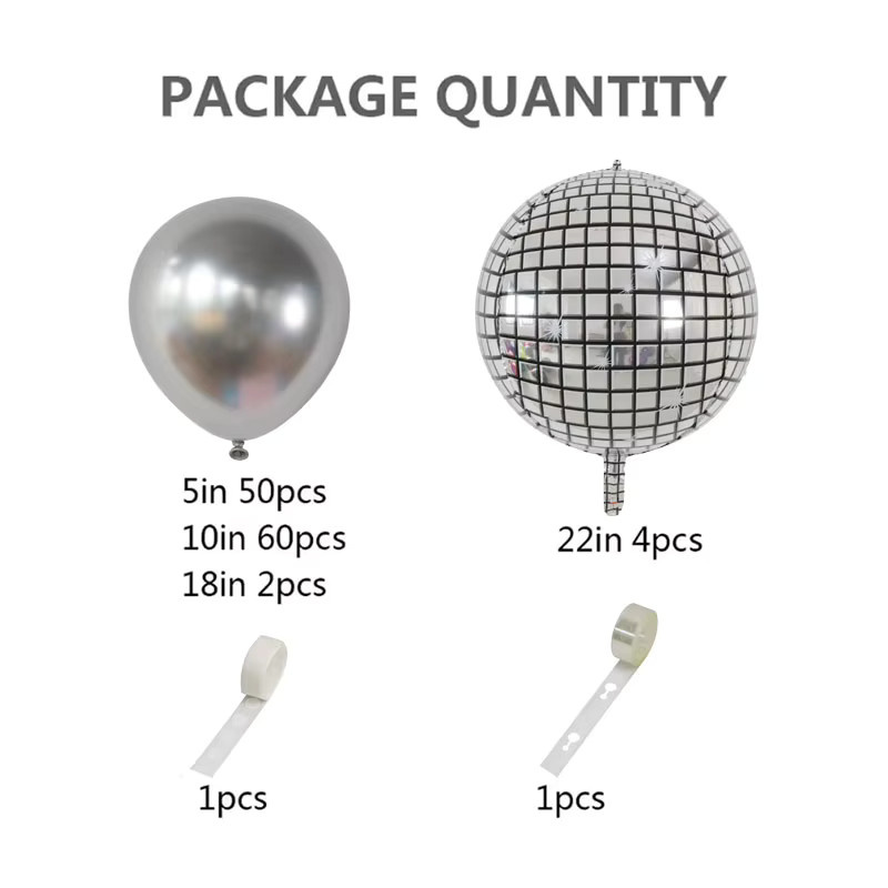 118 Stück Ballon Girlande Bogen Kit in Chrom Metallic Silber mit 4D Disco Folienballons für deine Geburtstag, Hochzeit oder Party Dekoration - Bild 2