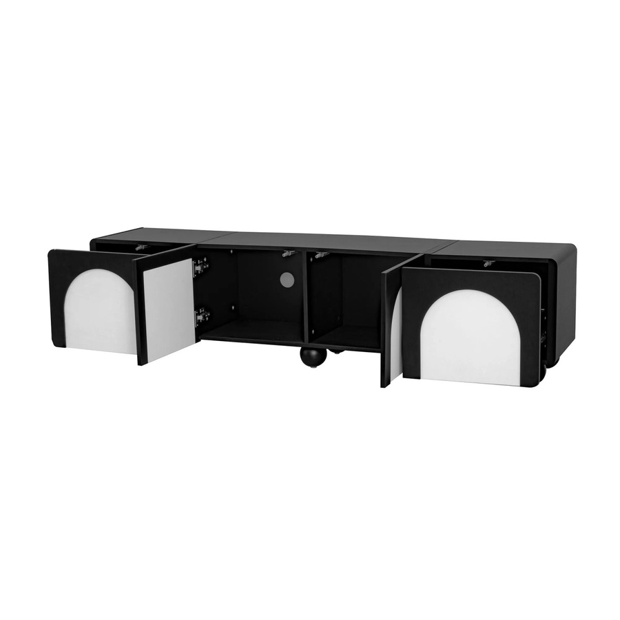 okwish TV-Schrank modern mit Schubladen und Türen in Schwarz Weiß, B/T/H: 180 x 38 x 45 cm - Bild 2