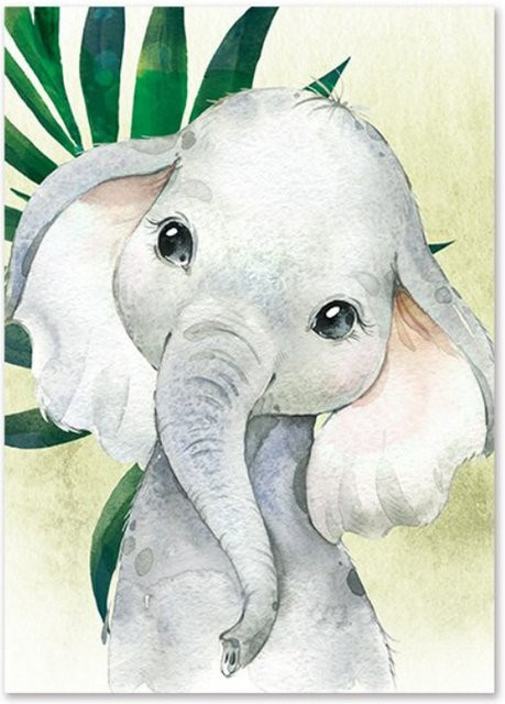 TPFLiving Poster Leinwand Tiere im Dschungel mit Tiger, Zebra, Elefant und Giraffe, Farbe: Grau, Breite: 15 cm, Modell A, ohne Rahmen - Bild 1