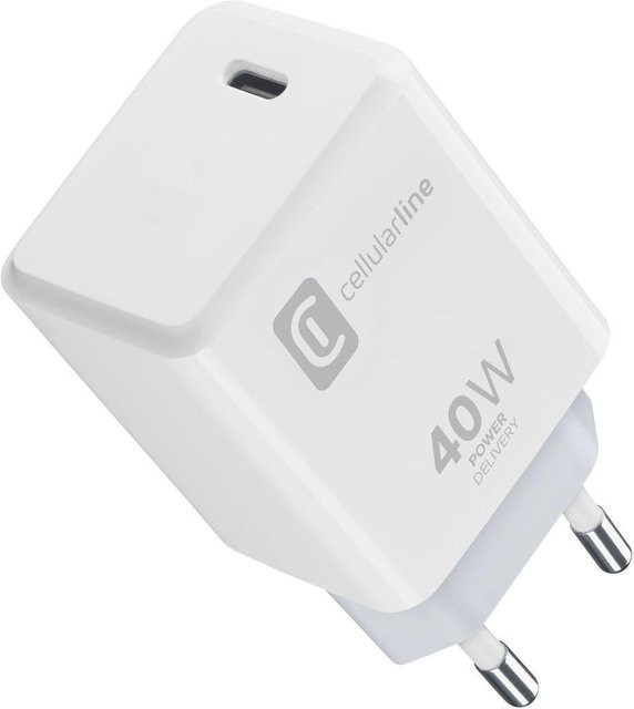 CellularLine USB Typ-C Travel Charger One 40W Schnellladegerät in Weiß - Bild 1