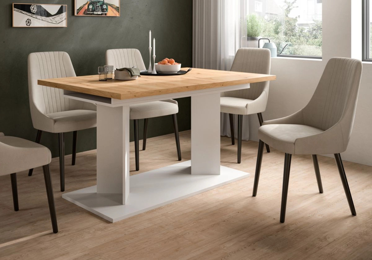 Esstisch Anton von Inn.Furn, ausziehbar, Eiche und Weiß, Rechteckig - Bild 3