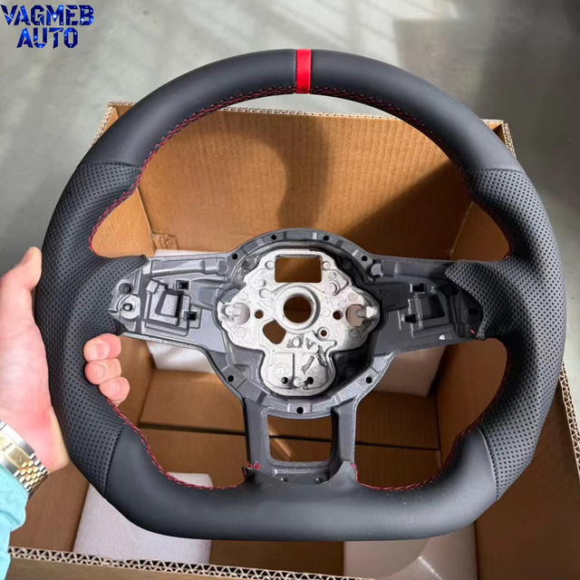 VAGMEB Halb perforiertes Echtleder-Lenkrad für VW Golf MK7 MK7.5 GTI GTD GTE und Tiguan in Schwarz oder Weiß - Bild 1