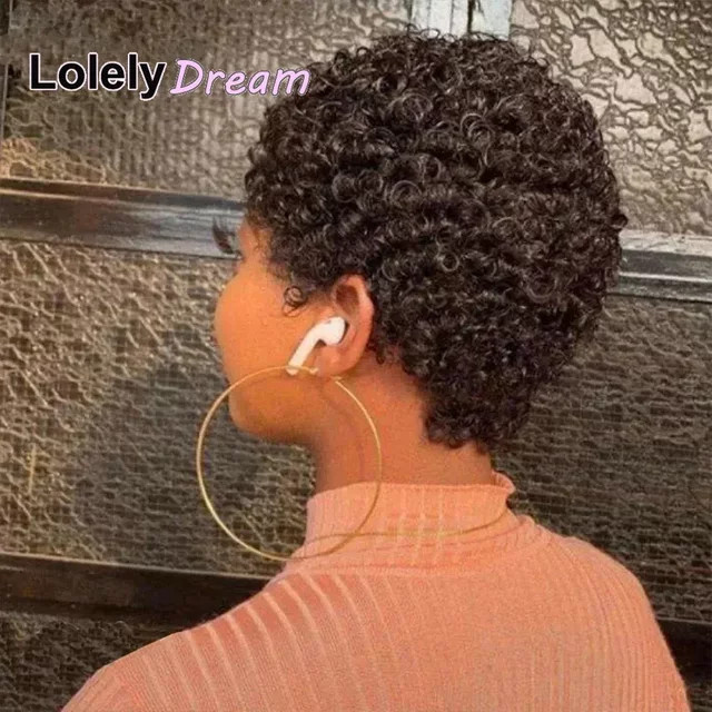 Lolely Dream Afro-Perücke mit Pony, kurze Echthaarperücke, Damen - Bild 1