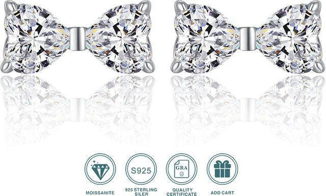 JIUZUAN Ohrstecker, Moissanit, 925 Silber, 18 Karat vergoldet, Damen - Bild 1