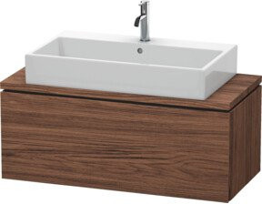 Duravit Waschtischunterschrank Compact L-Cube in Nussbaum dunkel mit einem Auszug, Breite: 102 cm, Tiefe: 47,7 cm, Höhe: 40 cm - Bild 1