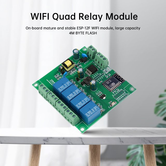 Aideepen WiFi 4-Kanal Relaismodul ESP8266 Entwicklungsplatine zur drahtlosen Steuerung und Spannungsüberwachung DC 7-30V/5V - Bild 1