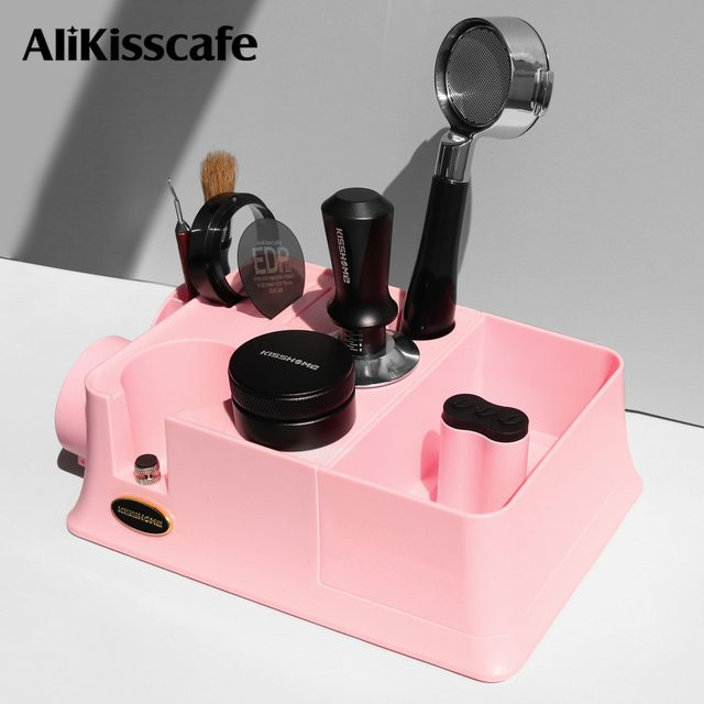 Delonghi Kaffee-Tampingstation mit Knockbox und Siebträgerhalter in Pink für Espresso-Zubehör 51mm 54mm 58mm - Bild 1