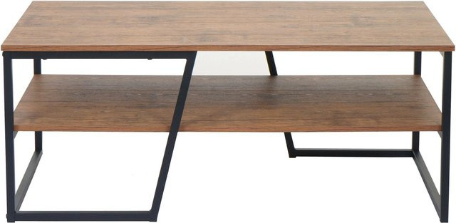 Couchtisch MCW-A27 in Wildeiche-Optik mit Metall-Ablage in 3D-Struktur, Braun, B: 110 cm, T: 46 cm, H: 60 cm - Bild 2