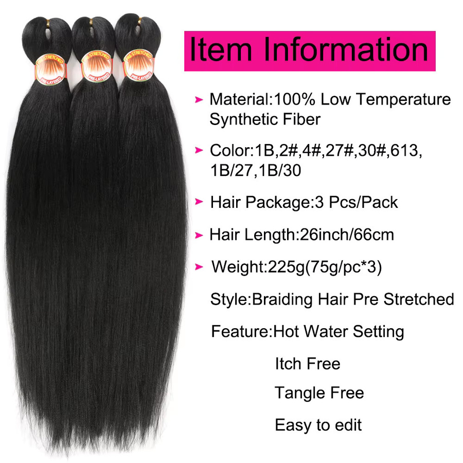 Colorful Girl Yaki-Flechthaar Synthetische Häkelhaarverlängerungen, 66 cm, 3er Pack - Bild 2