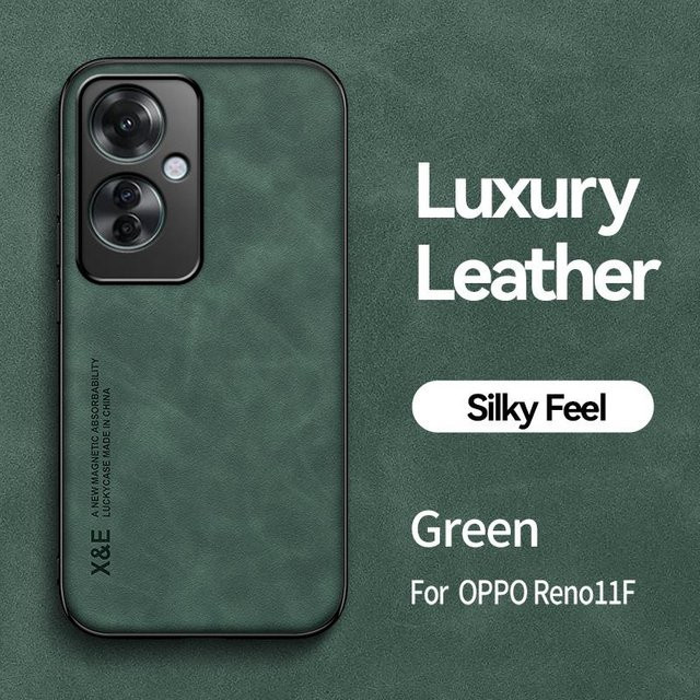 OPPO Reno11F 5G Hülle mit integrierter Metallplatte für magnetische Autohalterungen und weicher Rückseite in Leder-Optik - Bild 1
