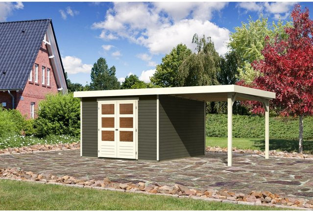 Karibu Holz-Gartenhaus Boras in Terragrau mit Flachdach und modernem Design, B/T: 298 x 302 cm - Bild 1