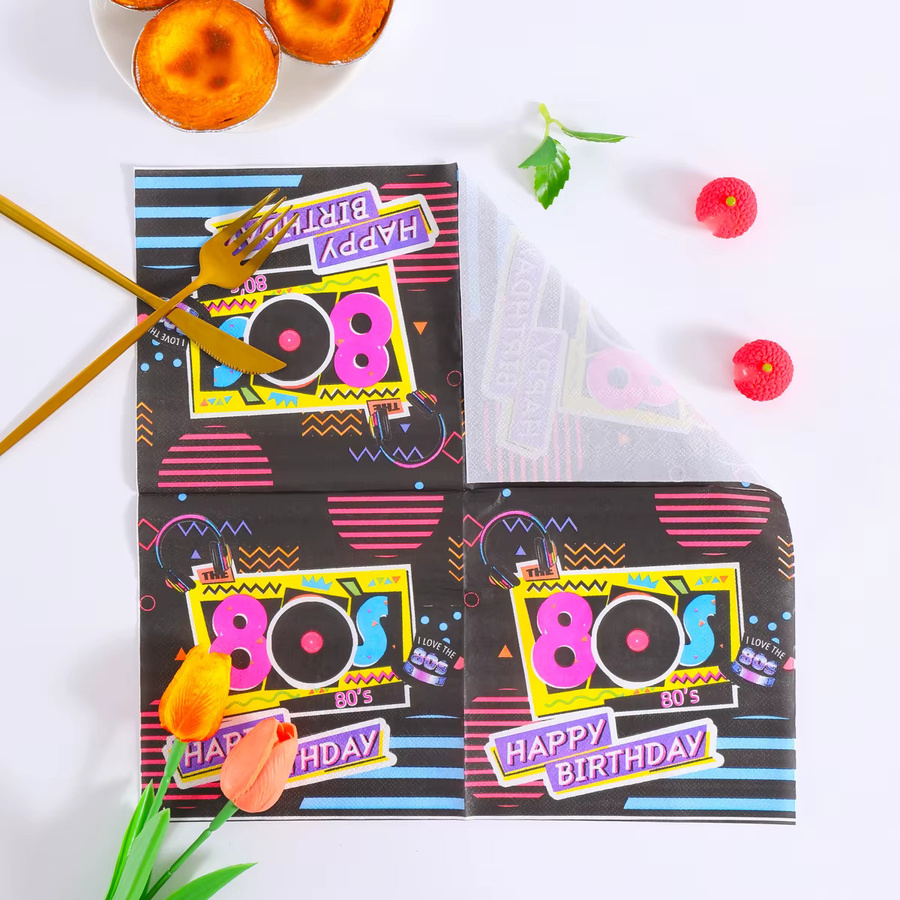 Vintage 80er Cocktail-Servietten mit Neon-Streifen in Multicolour aus Papier für deine Retro Disco Party Tischdekoration - Bild 3