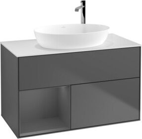 V&B Waschtischunterschrank Finion 100 Wandbeleuchtung in Anthrazit lackiert B: 100 cm, T: 50,1 cm, H: 50,1 cm - Bild 1
