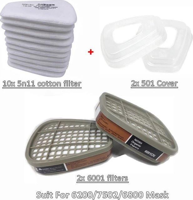 3M Organische Filterkartusche 6001/6002 5N11 mit staubdichter Baumwolle passend für Gasmasken 6200/7502/6800 für chemische Malerei und Sprüharbeiten - Bild 1