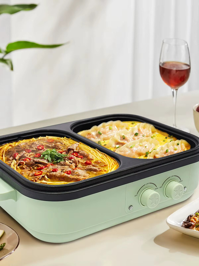 Bymaocar 2-in-1 Elektrischer Hotpot und Grill in Grün mit 1300W, 1-Liter Hotpot und 2-Liter Grill sowie einstellbarem Thermostat - Bild 6