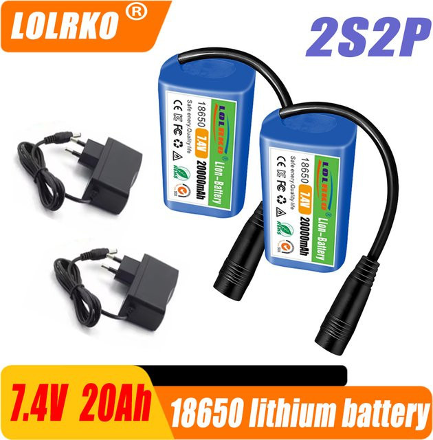 ALalito Ersatzbatterie mit USB-Ladegerät für RC Köderboote, 7,4 V 20000 mAh, Blau - Bild 1
