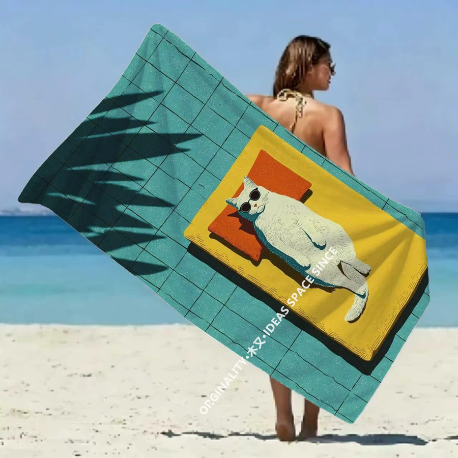 Cool Cat Sommer-Strandtuch mit Grafikmuster in Multicolour, ideal für Strand, Camping und Reisen - Bild 2