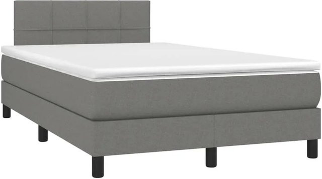 vidaXL Boxspringbett mit Matratze und LED-Unterbettbeleuchtung in Dunkelgrau, Hybridbett mit USB-Ladeport und Taschenfederkern, B/T: 120 x 190 cm - Bild 1