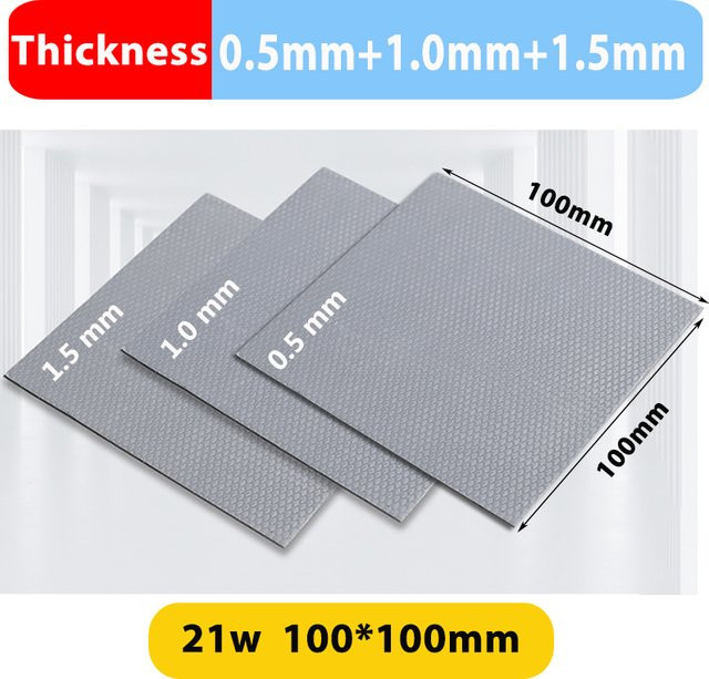 Thermalwell Hochleistungs-Wärmeleitpad-Set in Grau für SSD, GPU, CPU, NVMe M.2, PS5 und PC, Stärken: 0,5 mm, 1,0 mm, 1,5 mm - Bild 1