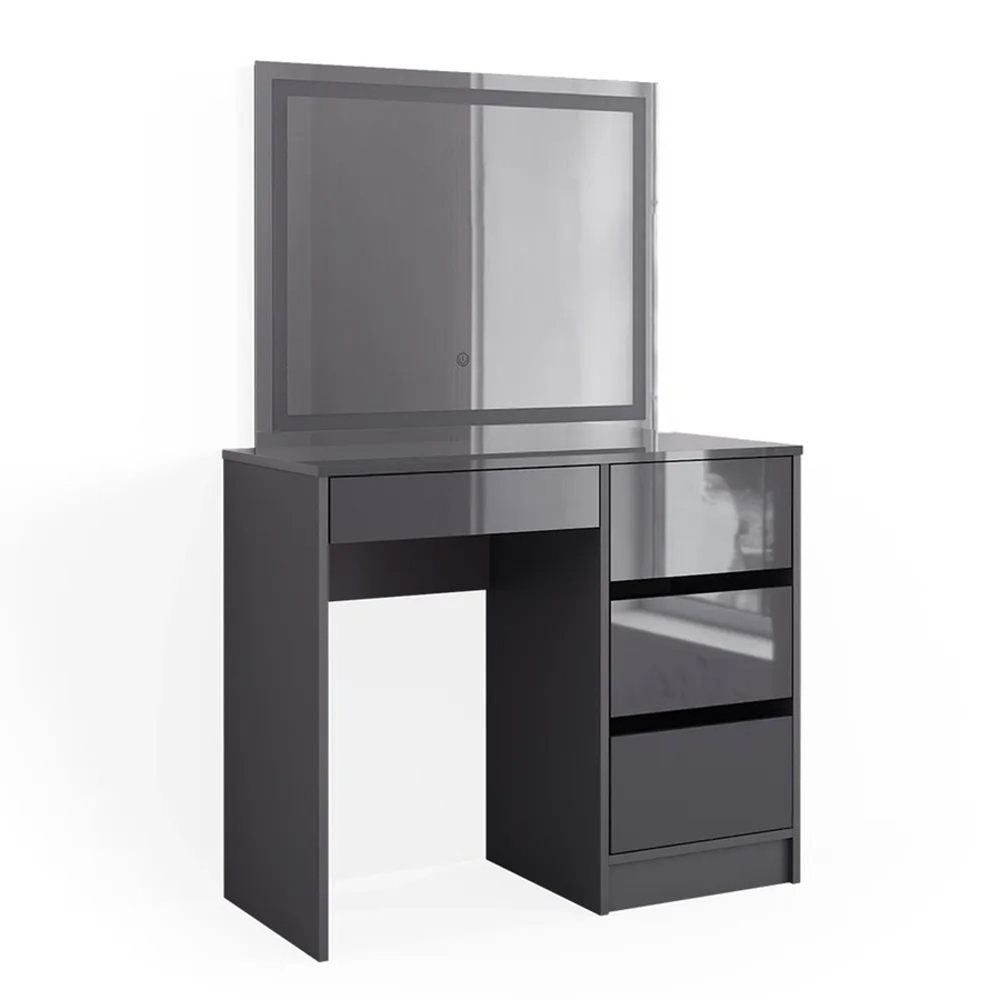 Vicco Schminktisch Sherry Anthrazit Hochglanz mit LED-Spiegel B: 90 cm, H: 75 cm, T: 34,05 cm - Bild 3