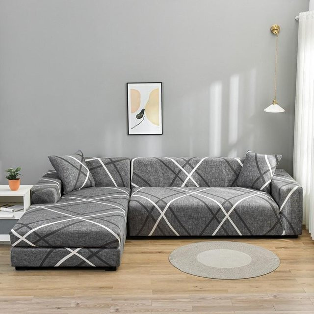 Elastischer Sofabezug von Yiran bag in Grau für 1-Sitzer, Stretch-Schonbezug aus Polyester und Elastan mit rutschfester Oberfläche, Breite: 90-140 cm - Bild 1