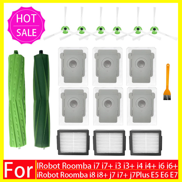 iRobot Roomba Zubehör Set mit Seitenbürste, HEPA-Filter und Staubbeuteln für i3, i4, i6, i7, i8, j7, E5, E6, E7 in Multicolour - Bild 1