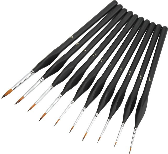 GoolRC Detailpinsel Set mit 10 Stück aus Nylon in Schwarz mit ergonomischem Griff - Bild 1