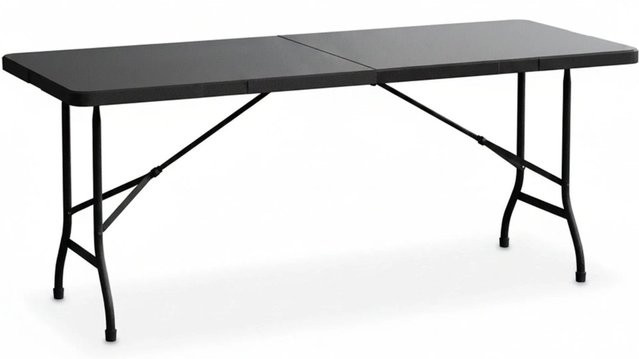 Relaxdays Klappbarer Gartentisch aus Kunststoff und Stahl in Schwarz, B/T/H: 180 x 72 x 74 cm - Bild 1