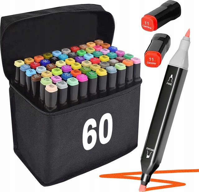 Alkoholmarker-Set mit 60 Farben und Doppelspitze aus Meißel- und Feinspitze für Manga-Illustrationen, Design und Zeichnen - Bild 1