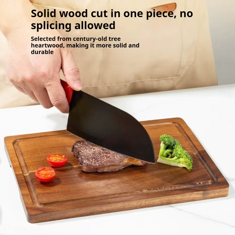 FEB.WIND Holz-Schneidebrett mit Saftrillen in Braun, rechteckiges Serviertablett für Gemüse, Obst und Fleisch - Bild 4