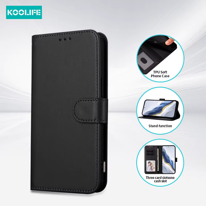 Koolife Multifunktions-Flip-Wallet-Hülle aus schwarzem PU-Leder mit Anti-Drop-Kartenhalter für iPhone 11, 12, 13, 14, 15, 16 Pro Max - Bild 3