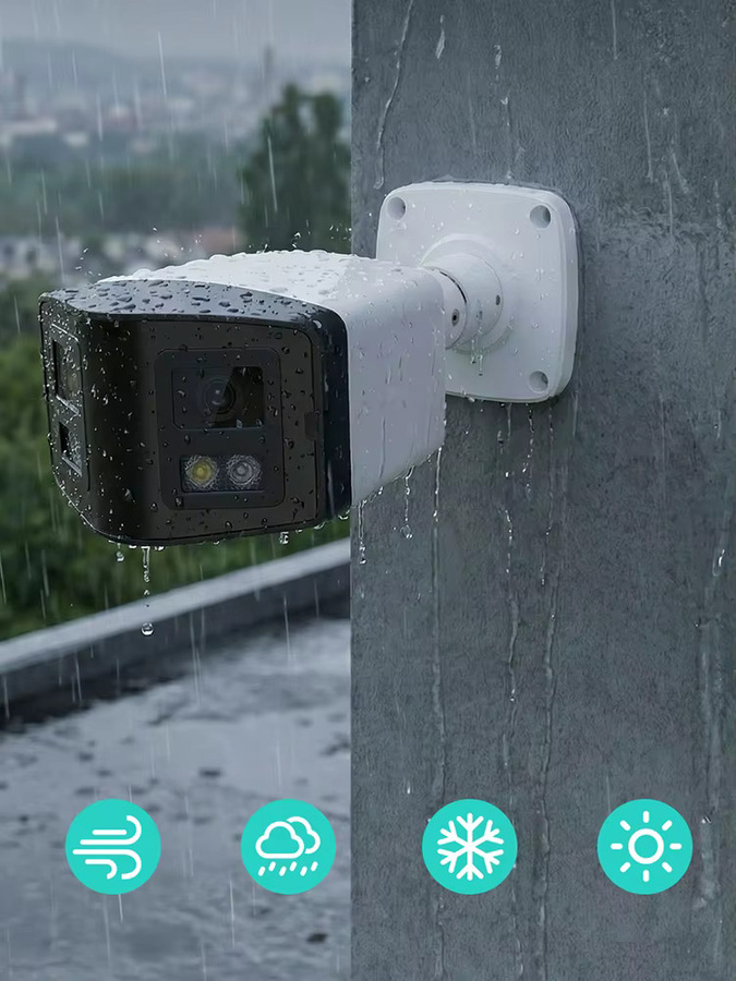 VIKYLIN 170 Grad Panorama-Sicherheitskamera mit Dual-Light-4MP-IP-Technologie, zwei Objektiven und POE Onvif, Farbe: Weiß - Bild 5