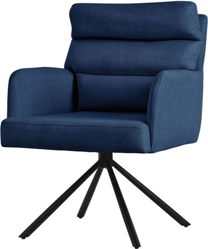 ML-Design Esszimmerstuhl drehbar in Dunkelblau mit Armlehnen und modernem Design - Bild 2