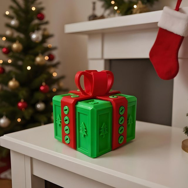 Streich-Schrei-Box für Weihnachten als lustiges Partyzubehör in Rot und Grün aus Kunststoff - Bild 1