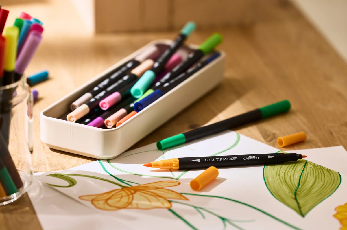 CRELANDO Twinmarker Dual-tip Fineliner und Brushliner XXL für kreative Gestaltung - Bild 2