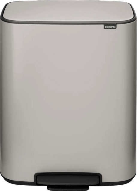 Brabantia Bo Treteimer mit 2 x 30 Liter Volumen in Soft Grey aus Metall mit herausnehmbarem Inneneimer - Bild 1