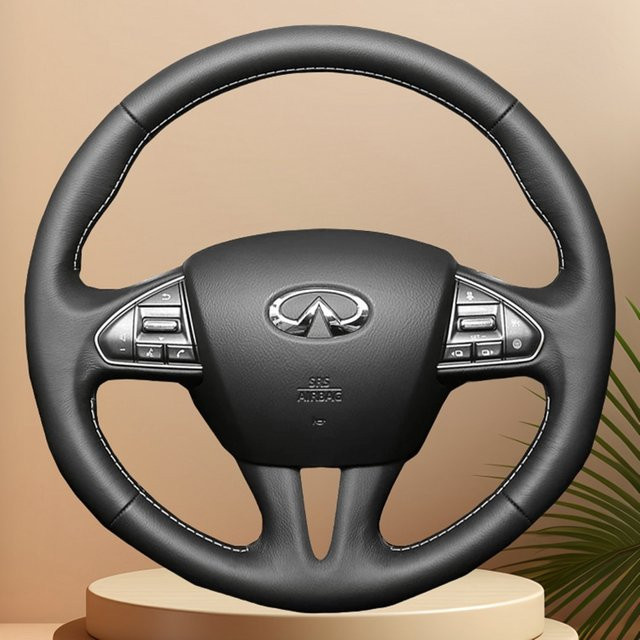 GNUPME Lenkradabdeckung aus schwarzem Ledergeflecht für Infiniti Q50, Q50L (2013–2017) und QX50 (2015–2017) - Bild 1