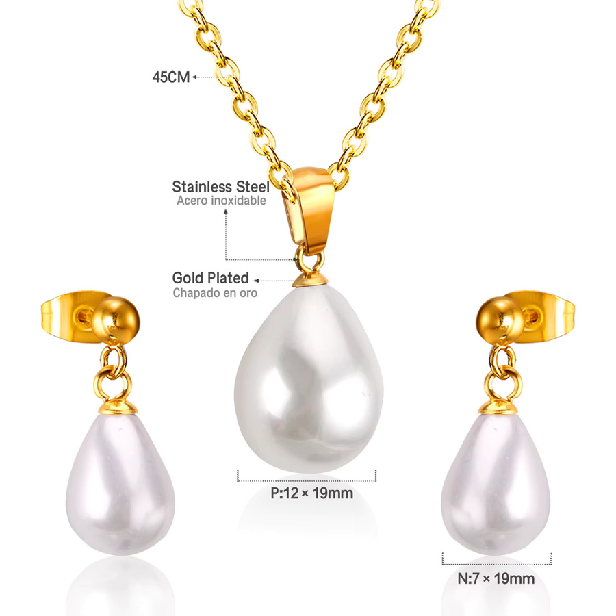 LUXUKISSKIDS Schmuck-Set, Edelstahl, Perle, Damen - Bild 1