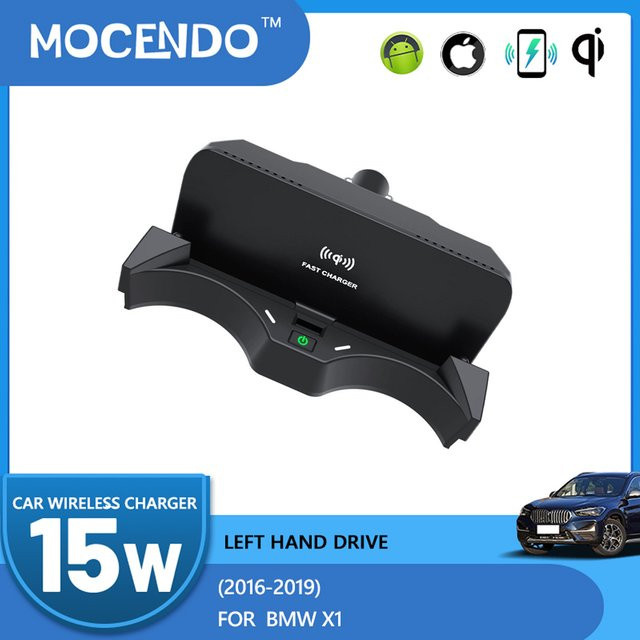 MOCENDO Kabelloses 15 W Schnelllade-Ladegerät und Handy-Halterung für BMW X1 2016–2019 in Schwarz - Bild 1