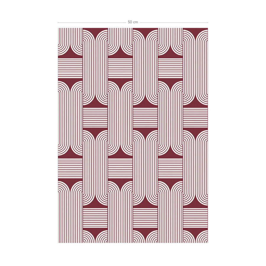 Isidore Leroy Tapete Katea in Rouge Grenat mit geometrischem Art-Deco-Muster und abstraktem Design aus Vlies - Bild 1