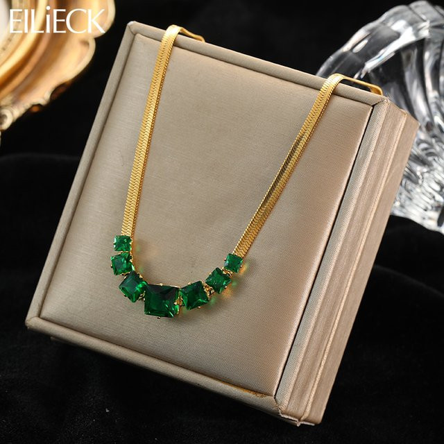 Eilieck Halskette Edelstahl, Gold, Zirkonia, Damen - Bild 1