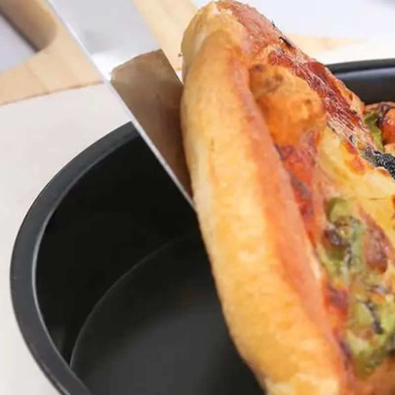 ZYF Pizza-Backform aus Kohlenstoffstahl mit Ölpinsel, rund, antihaftbeschichtet, Schwarz - Bild 4
