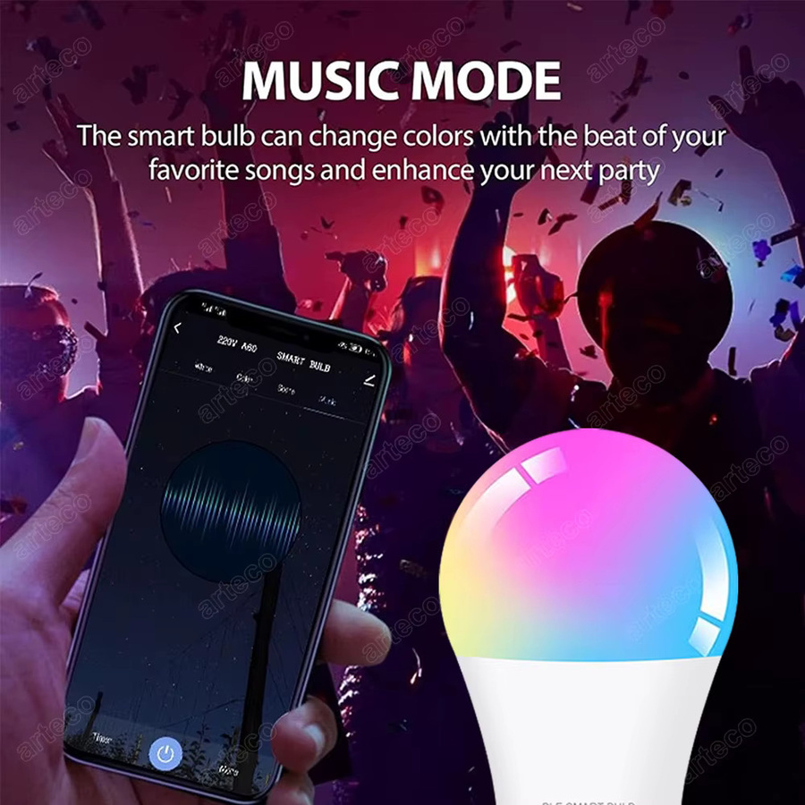Tuya Bluetooth Smart-Glühbirne LED E27 RGBCW Dimmbar mit Musik-Rhythmus und Timer via Smart Life App - Bild 4