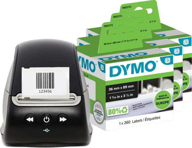 DYMO LabelWriter 550 Thermodrucker mit 3 zusätzlichen Etiketten in Schwarz - Bild 1