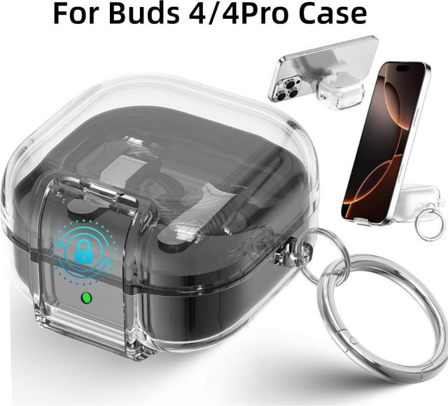 Transparente TPU Schutzhülle für Samsung Galaxy Buds 4/4 Pro mit Verschlussclip und Reinigungsset - Bild 1