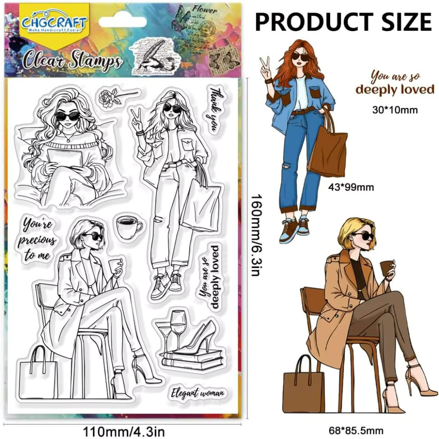 Eleganter transparenter Stempel für Scrapbooking und DIY-Bastelarbeiten mit Frauenmotiv - Bild 2