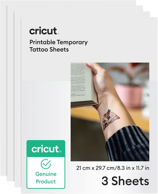 Cricut Druckbare temporäre Tattoo-Bögen für Erwachsene, A4, 3 Stück - Bild 1