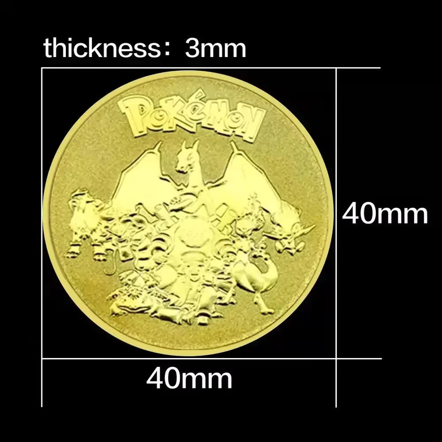 Bandai Pokemon Anime Vergoldete Gedenkmünze Pikachu Charizard Mewtwo, Goldmünze, Spielesammlung - Bild 3