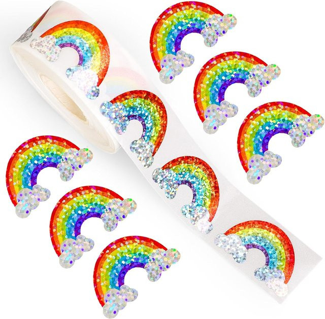500 Stück Regenbogen-Aufkleber in Multicolour, wasserfeste und selbstklebende Siegelaufkleber in Regenbogen-Form für Umschläge - Bild 1