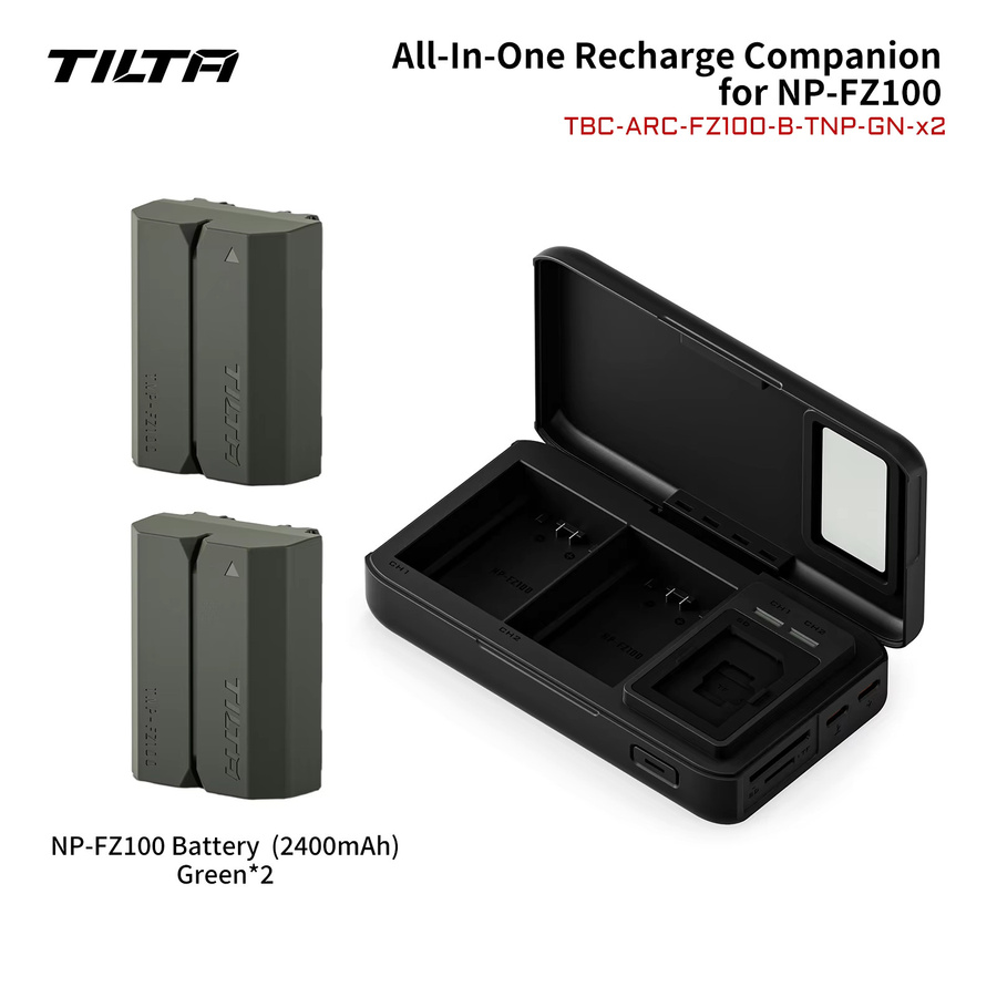 Tilta NP-FZ100 All-in-One-Ladegerät mit SD- und TF-Kartenleser in Schwarz für Sony Kameras - Bild 1